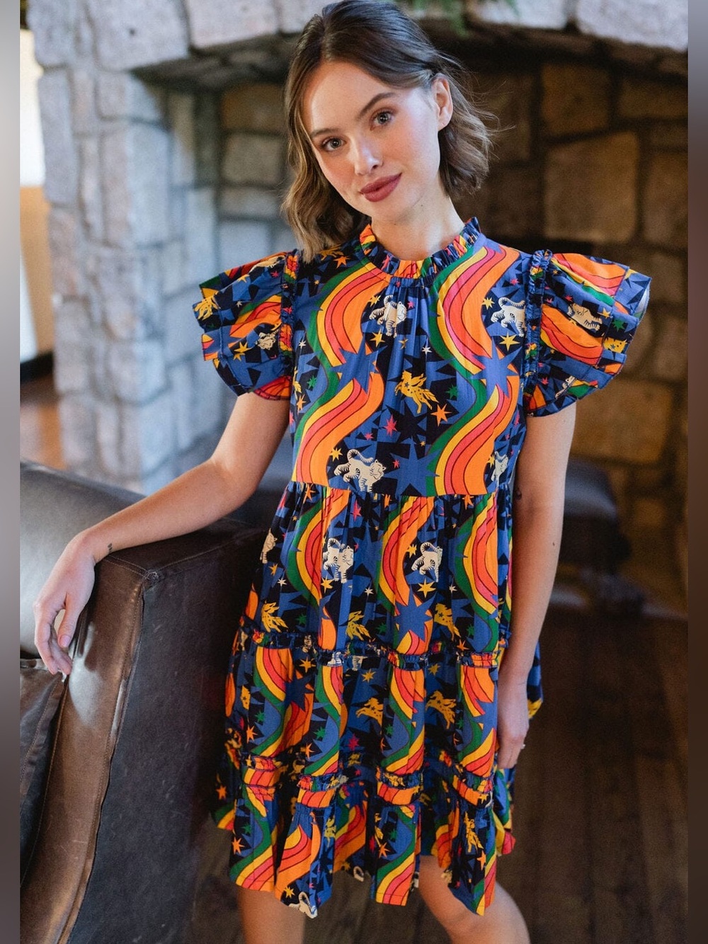 Briton Court Colorful Rainbow & Unicorn Tiered Dress
